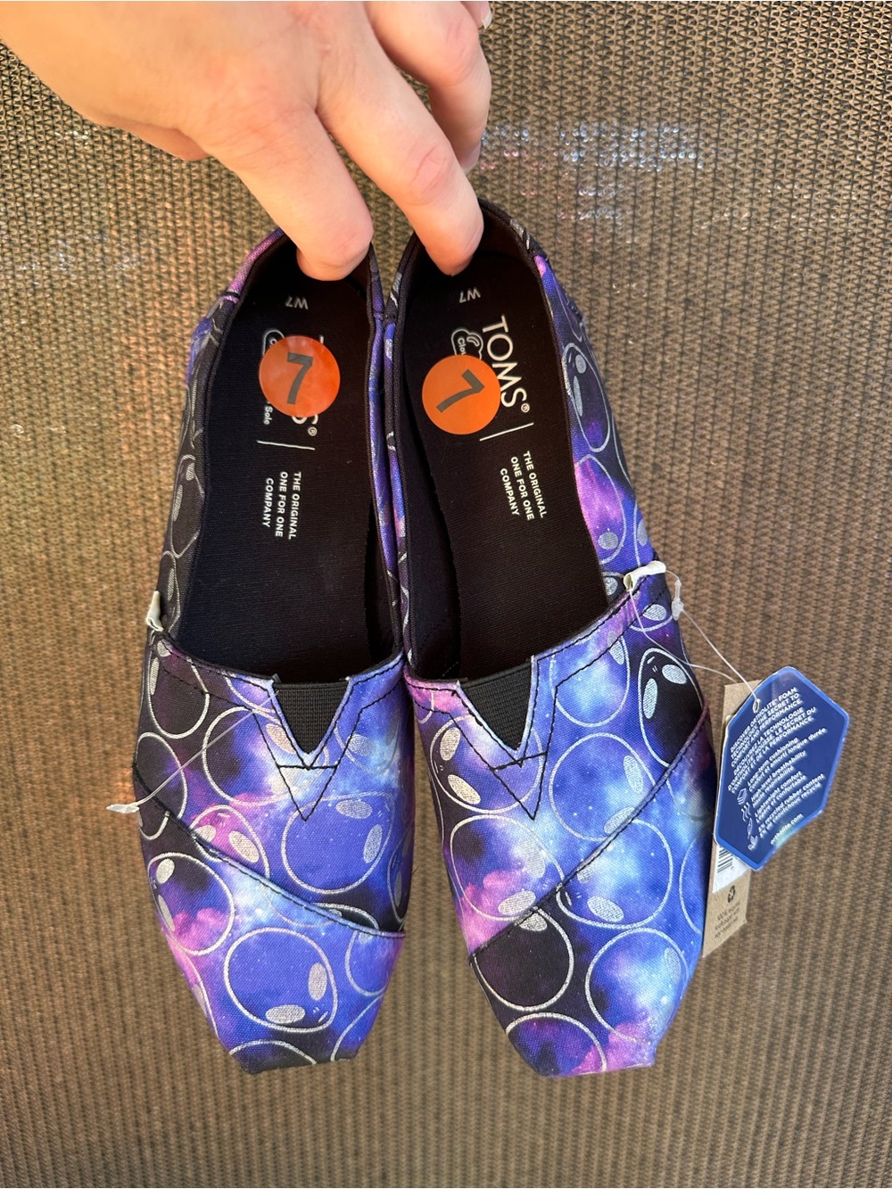 Toms Cosmic Bubble Slip-Ons - Purple/Black/Blue Womens Size 7 NWT